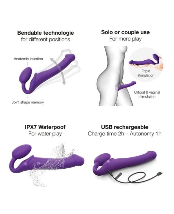 Strap on Me Vibrating Bendable Strapless Strap on Large - Purple - Image 4