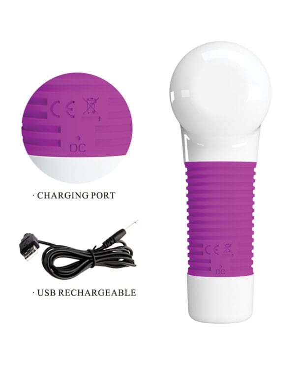 Pretty Love Super Power Fun Gun Massager - White/Fuchsia - Image 4