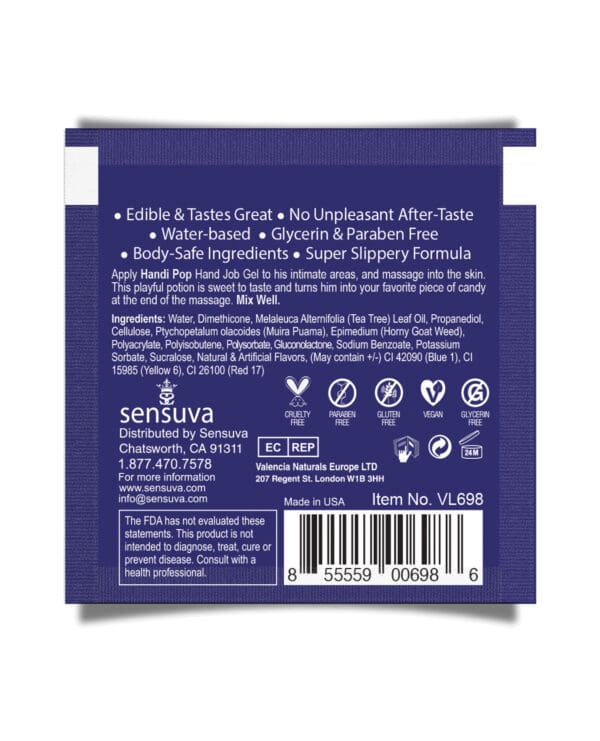 Handipop Hand Job Massage Gel Single Use Packet - 6 ml Blueberry Muffin - Image 2