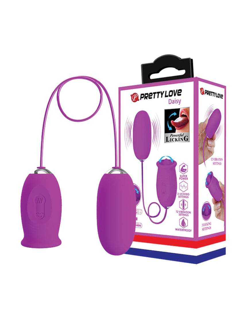 Pretty Love Daisy Silicone Licker & Vibrating Egg - Fuchsia