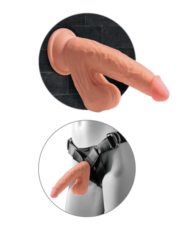 King Cock Plus 7" Triple Density Cock w/Swinging Balls - Tan - Image 4