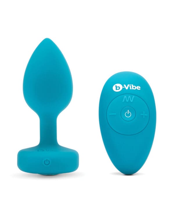 b-Vibe Remote Control Vibrating Jewel Plug (S/M) - Teal - Image 3