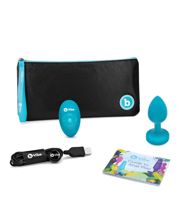 b-Vibe Remote Control Vibrating Jewel Plug (S/M) - Teal - Image 5