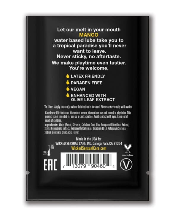 Wicked Sensual Care Water Based Lubricant - .1 oz Mango - Image 2