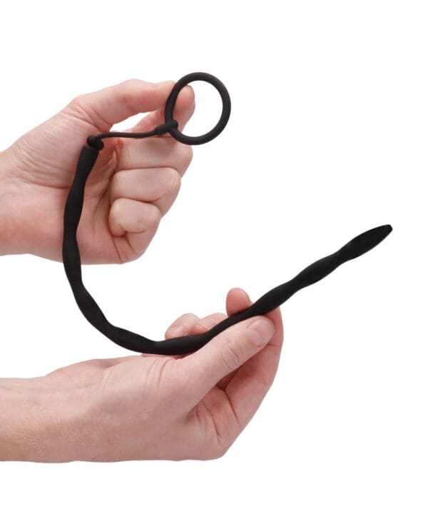 Shots Ouch Urethral Sounding Silicone Plug & Cock Ring Set - Black - Image 4