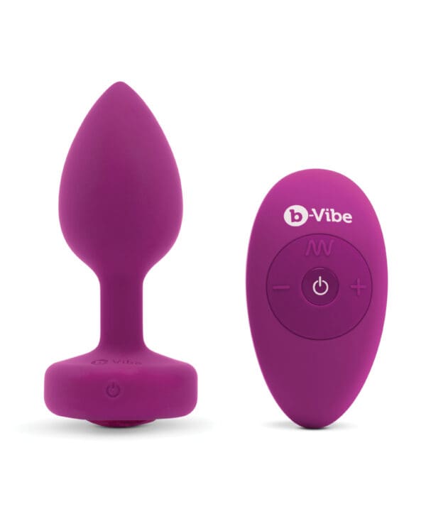 b-Vibe Remote Control Vibrating Jewel Plug (S/M) - Fuchsia - Image 3