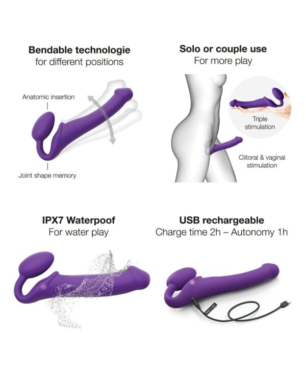 Strap on Me Vibrating Bendable Strapless Strap on Xlarge - Purple - Image 4