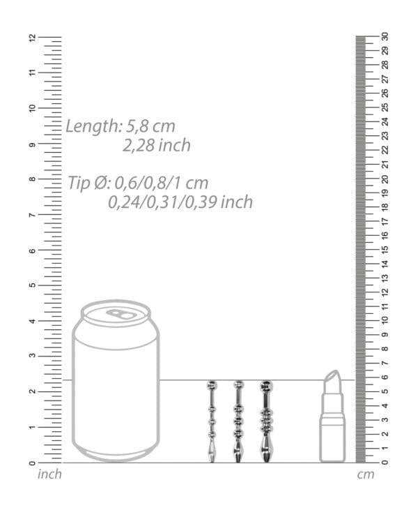 Shots Ouch Urethral Sounding Metal Plug Set - 58mm - Image 3