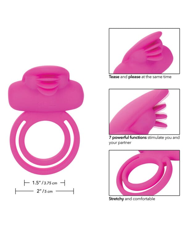 Silicone Rechargeable Dual Clit Flicker Enhancer - Pink - Image 5
