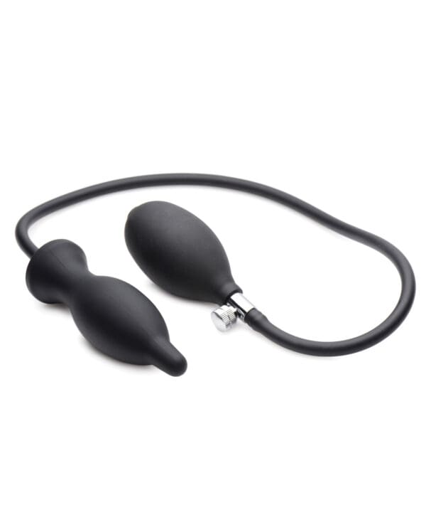 Master Series Dark Inflator Inflatable Silicone Anal Plug - Black - Image 2