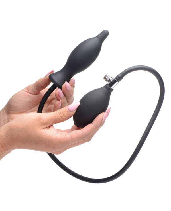 Master Series Dark Inflator Inflatable Silicone Anal Plug - Black - Image 3