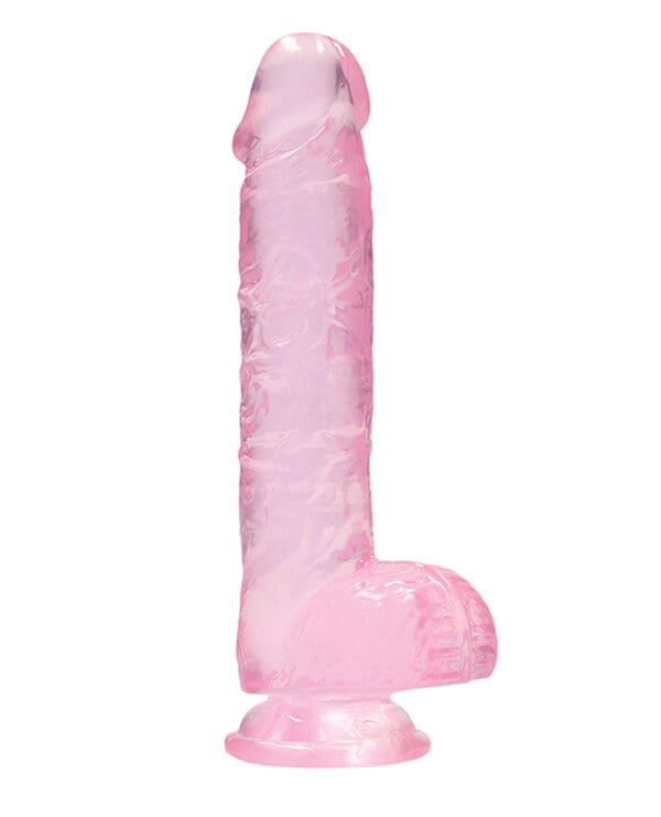 Shots RealRock Realistic Crystal Clear 6" Dildo w/Balls - Pink - Image 2