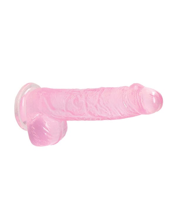 Shots RealRock Realistic Crystal Clear 6" Dildo w/Balls - Pink - Image 3