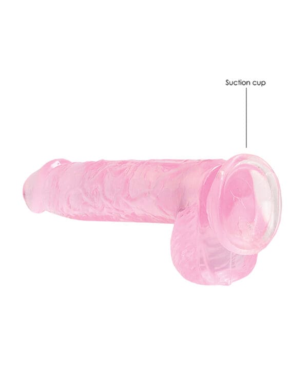 Shots RealRock Realistic Crystal Clear 6" Dildo w/Balls - Pink - Image 4