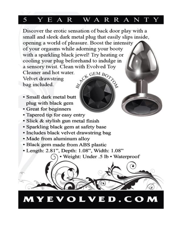 Evolved Black Gem Anal Plug - Small - Image 2