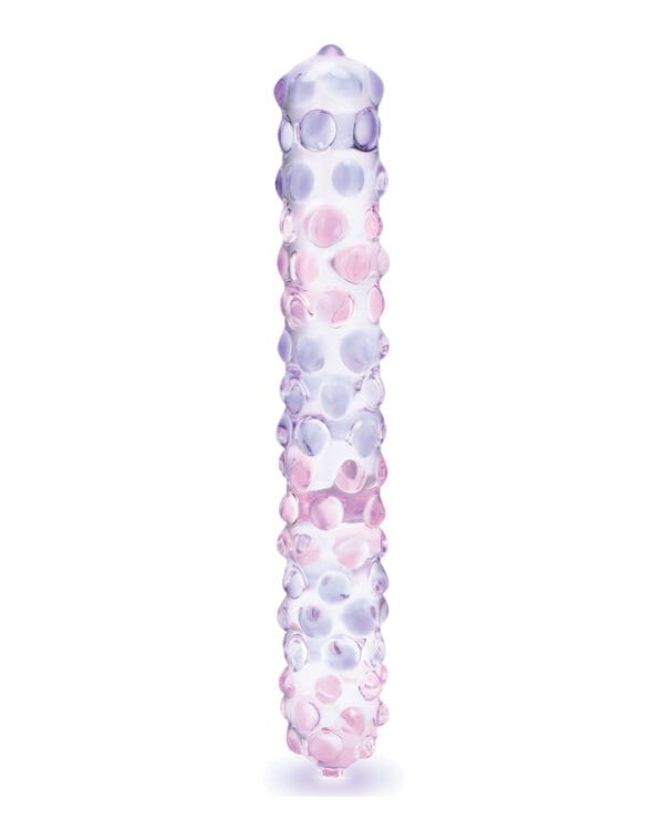 Glas 9" Purple Rose Nubby Glass Dildo - Purple/Pink - Image 2
