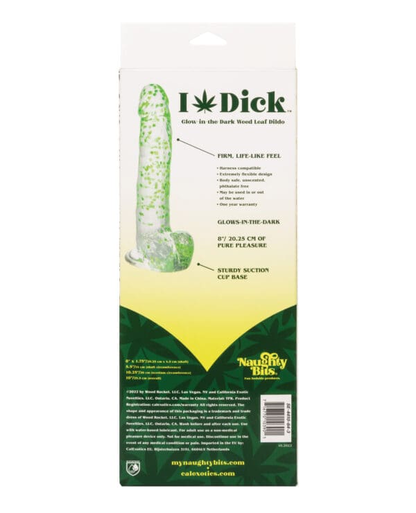 Naughty Bits I Leaf Dick Glow In The Dark Weed Leaf Dildo - Image 2