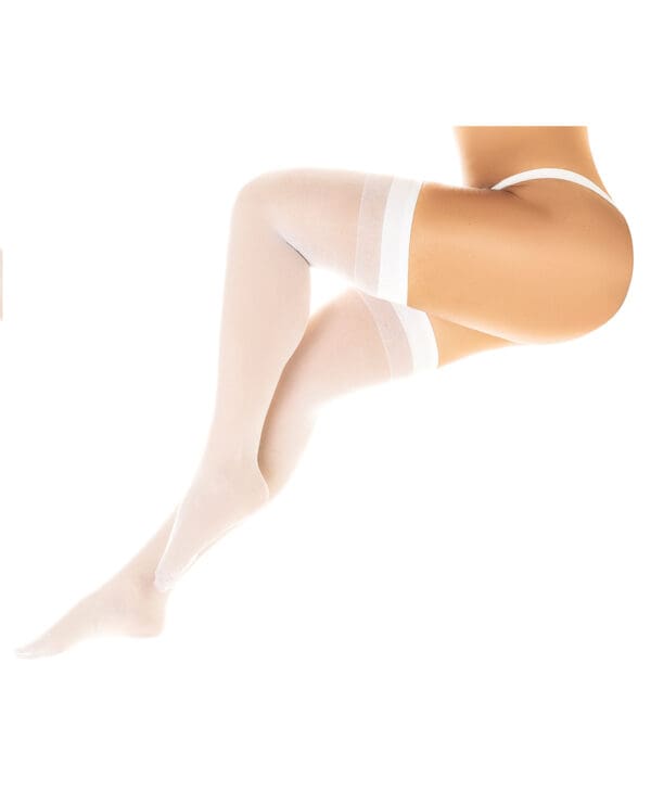 Sheer Thigh High Stockings White O/S - Image 3