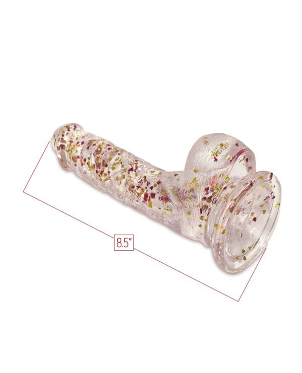 Glittergasm 8.5" Ballsy Dildo - Red/Gold/Orange - Image 3