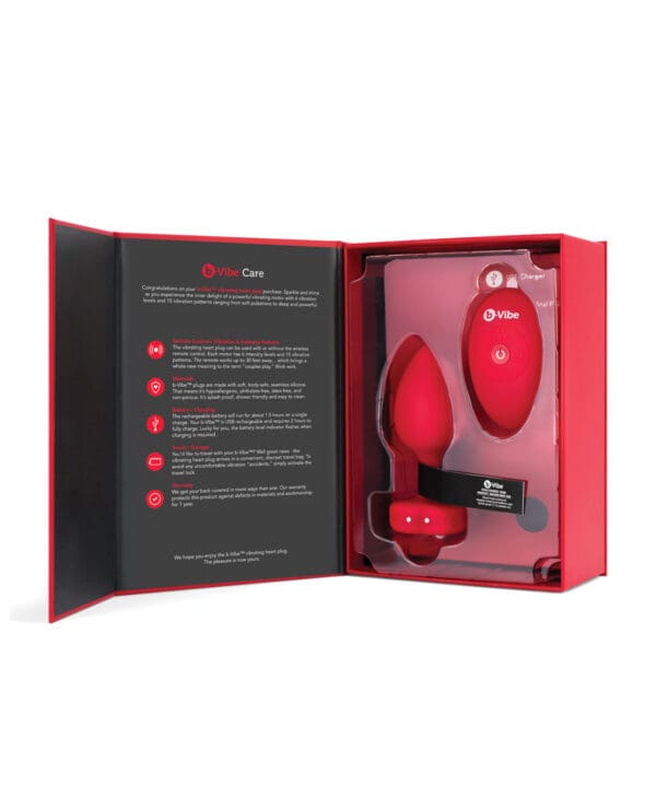 b-Vibe Vibrating Heart Plug M/L - Red - Image 2