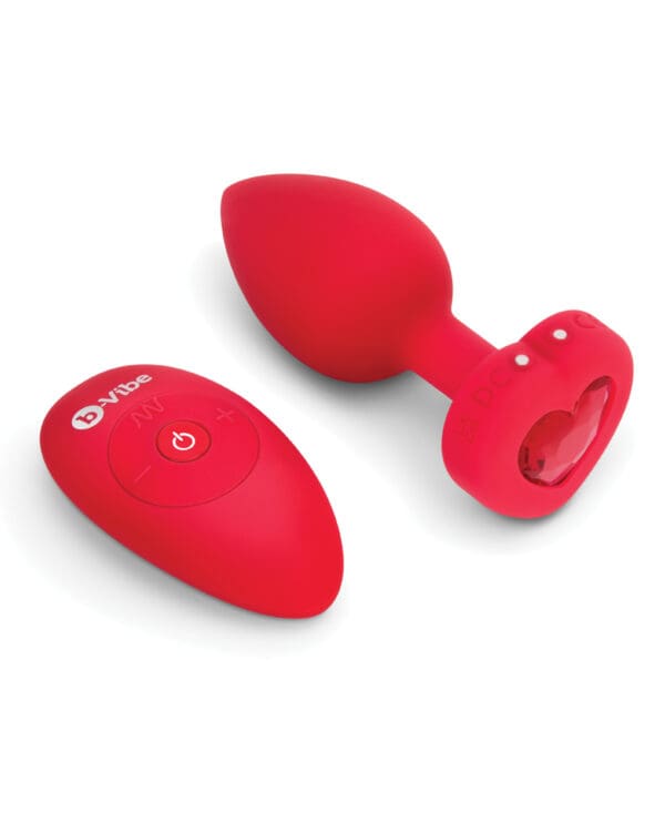 b-Vibe Vibrating Heart Plug M/L - Red - Image 4