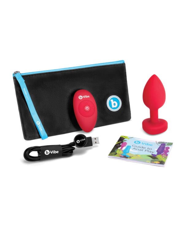 b-Vibe Vibrating Heart Plug M/L - Red - Image 5
