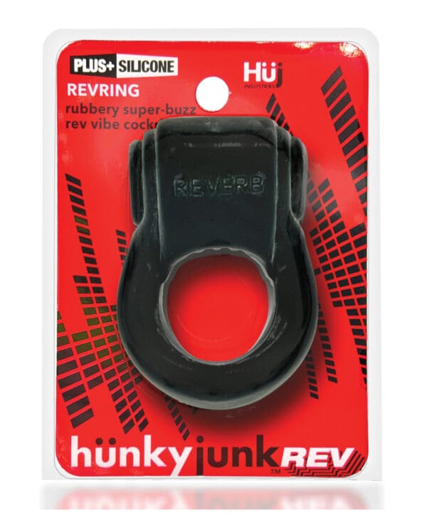 Hunkyjunk Revring Cock Ring w/Vibe - Tar w/Red Vibe - Image 5