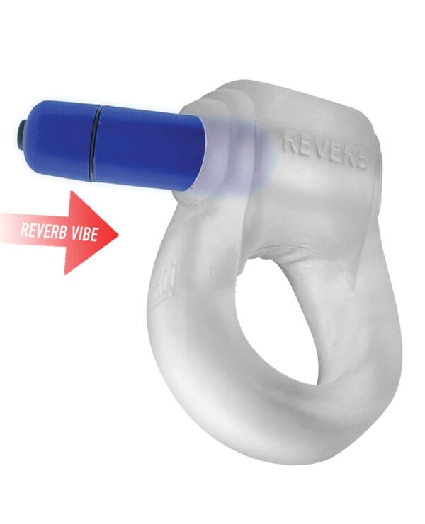 Hunkyjunk Revring Cock Ring w/Vibe - Clear w/Blue Vibe - Image 2