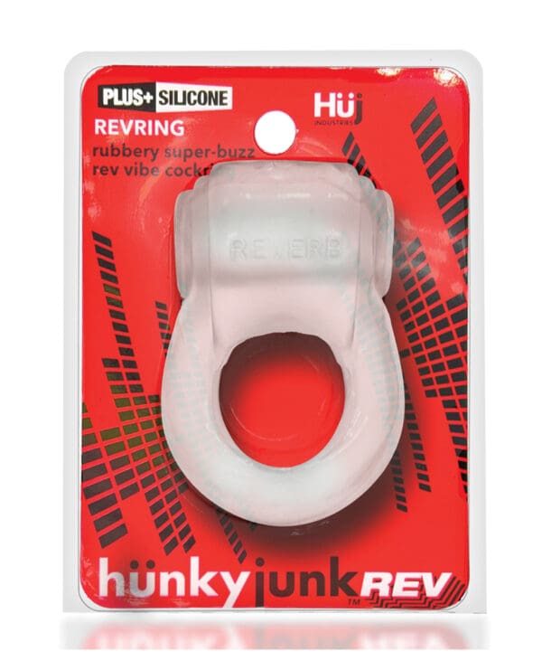 Hunkyjunk Revring Cock Ring w/Vibe - Clear w/Blue Vibe - Image 5