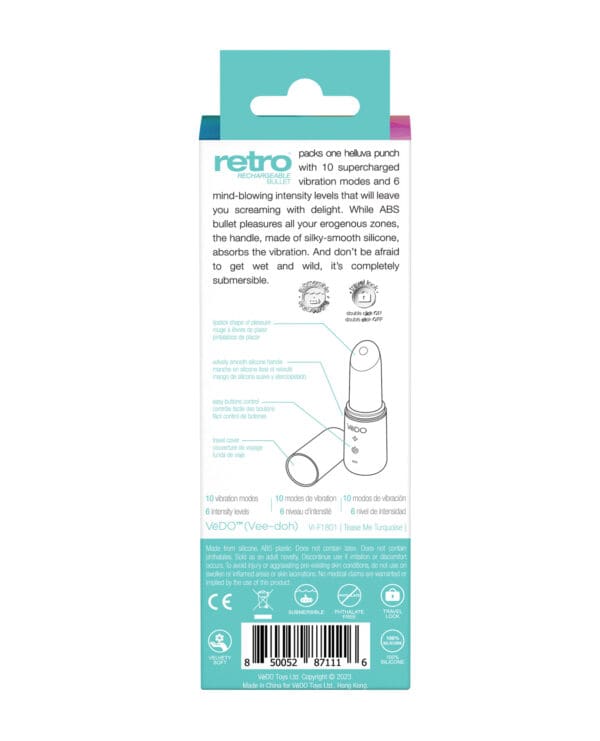 VeDO Retro Rechargeable Bullet Lip Stick Vibe - Turquoise - Image 5