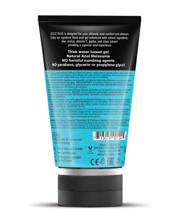 Wicked Sensual Care Jelle Plus Water Based Anal Lubricant with Relaxants - 4 oz - Image 2