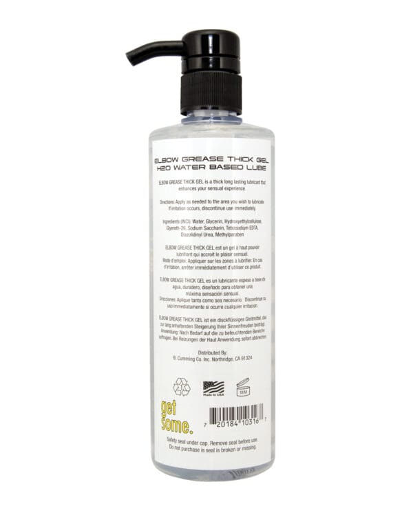 Elbow Grease H2O Classic/Thick Gel - 16 oz Pump - Image 2