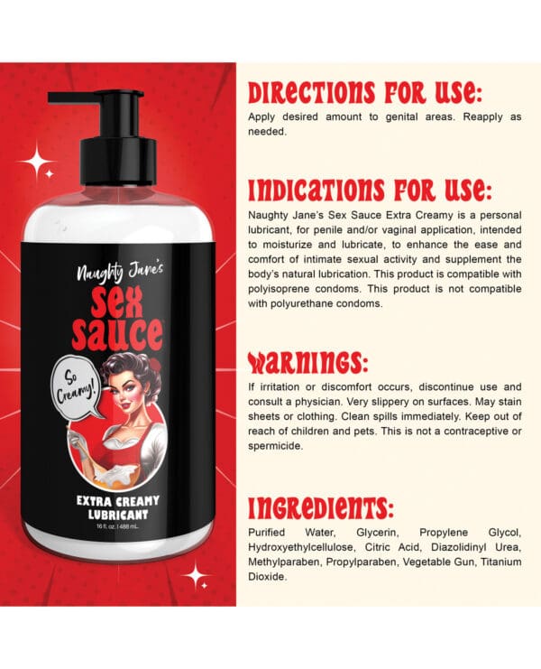 Naughty Jane's Sex Sauce Extra Creamy Lubricant - 16 oz - Image 5