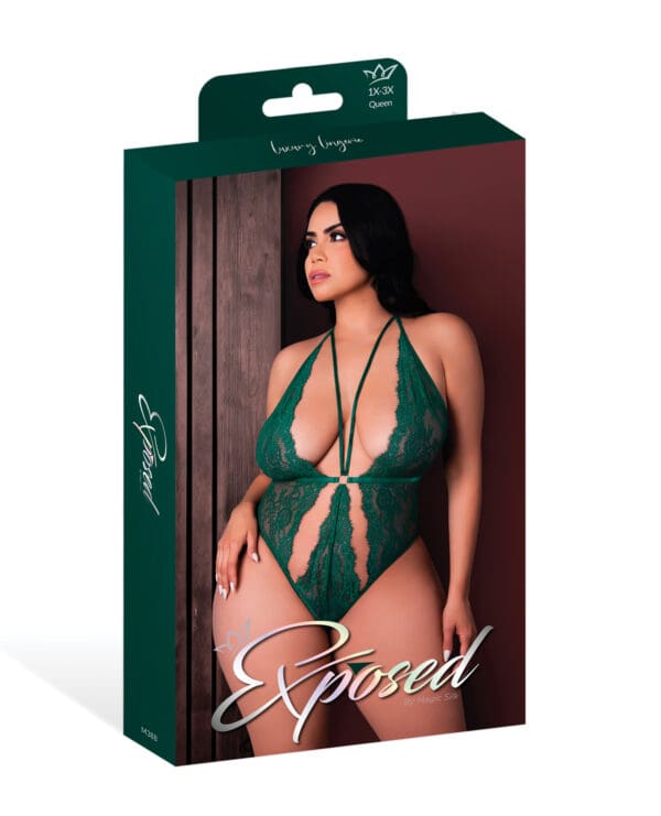 Evermore Lace Plunge Teddy - Emerald QN - Image 5