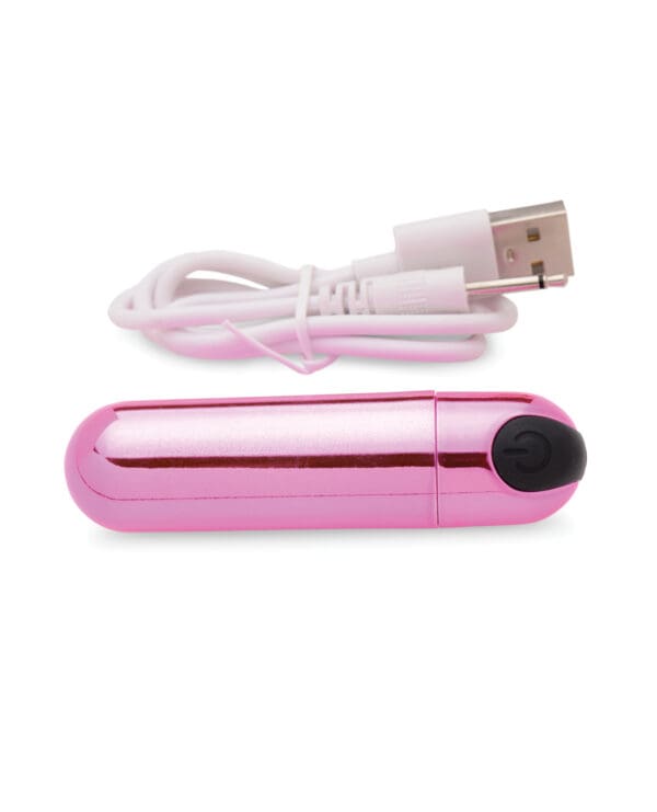 Bang! 10X Rechargeable Vibrating Metallic Bullet - Pink - Image 4