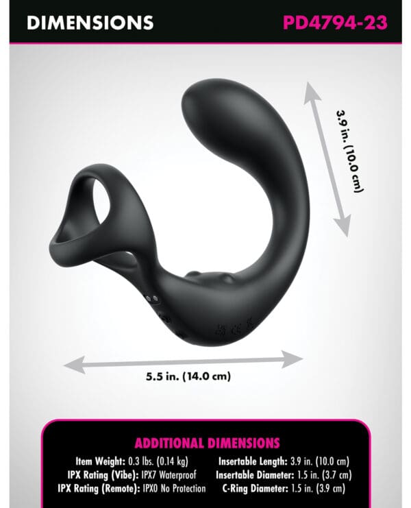 Anal Fantasy Elite Ass-Gasm Taint-Alizer P-Spot Vibrator - Black - Image 4