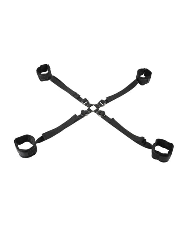 Sportsheets Velvet Noir Adjustable Hog Tie & Cuff Set - Black - Image 2