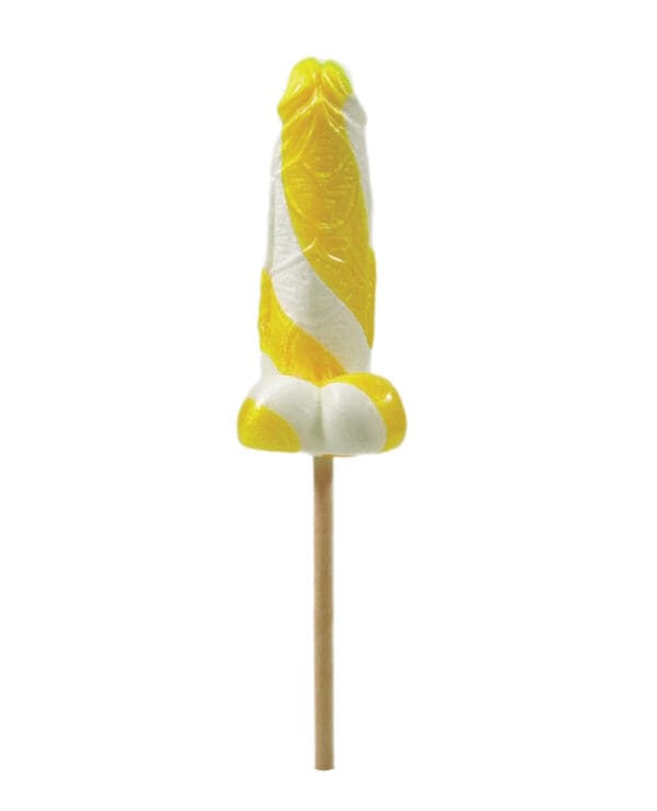 Cock Tailz Liquor Flavored Pecker Pops - Banana Daiquiri Yellow /White Stripe - Image 2