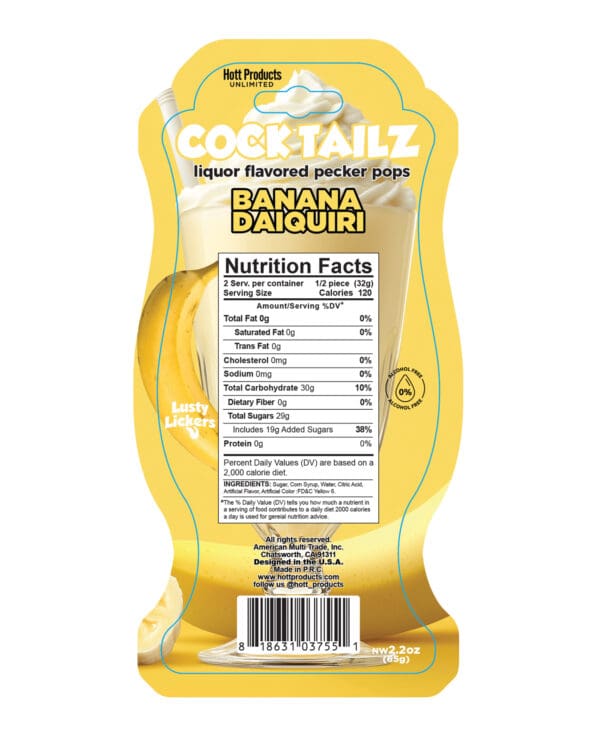 Cock Tailz Liquor Flavored Pecker Pops - Banana Daiquiri Yellow /White Stripe - Image 3