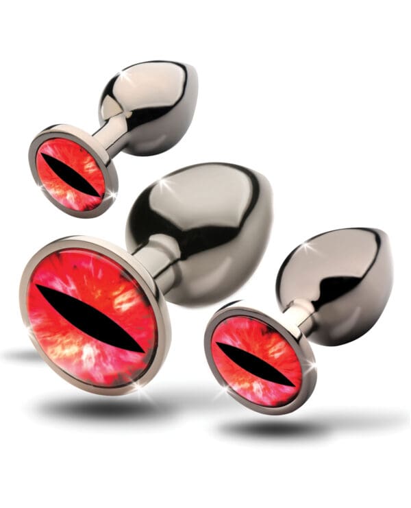 Creature Cocks - Sinister Eyes Red Eye Metal Butt Plug Set - Image 2