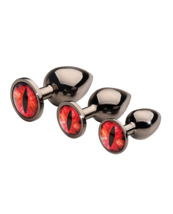 Creature Cocks - Sinister Eyes Red Eye Metal Butt Plug Set - Image 3