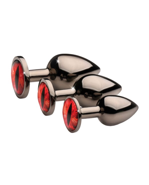 Creature Cocks - Sinister Eyes Red Eye Metal Butt Plug Set - Image 4