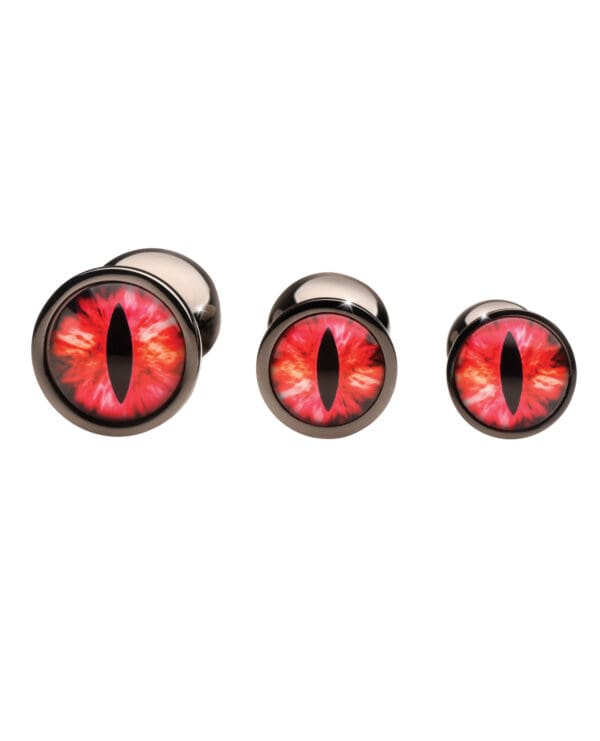Creature Cocks - Sinister Eyes Red Eye Metal Butt Plug Set - Image 5