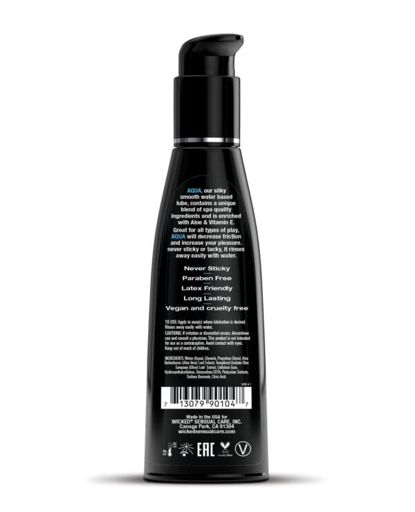 Wicked Sensual Care Aqua Water Based Lubricant - 4 oz Fragrance Free - Image 2