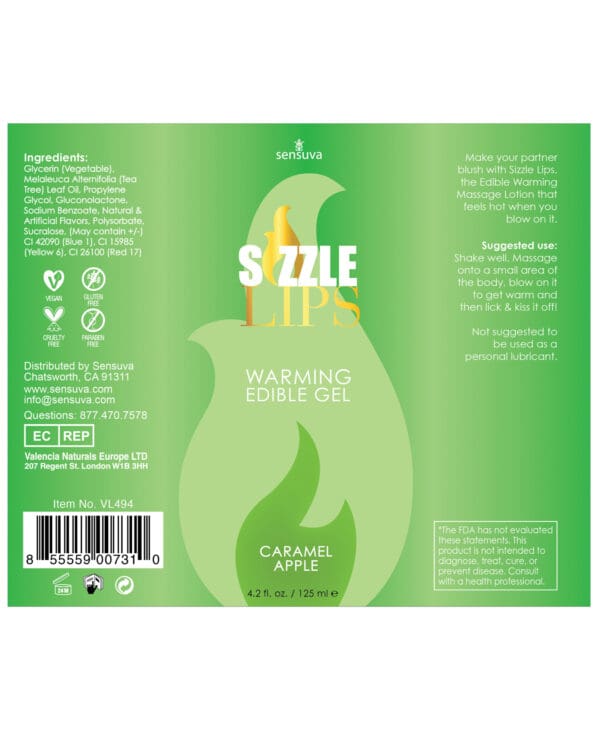 Sizzle Lips Warming Gel - 4.2 oz Bottle Caramel Apple - Image 2