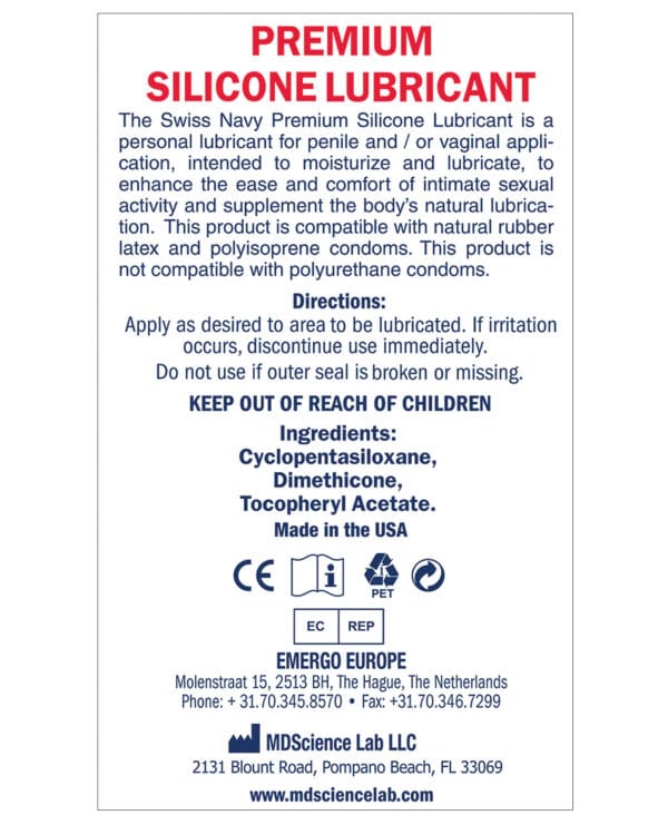 Swiss Navy Lube Silicone - 4 oz - Image 2