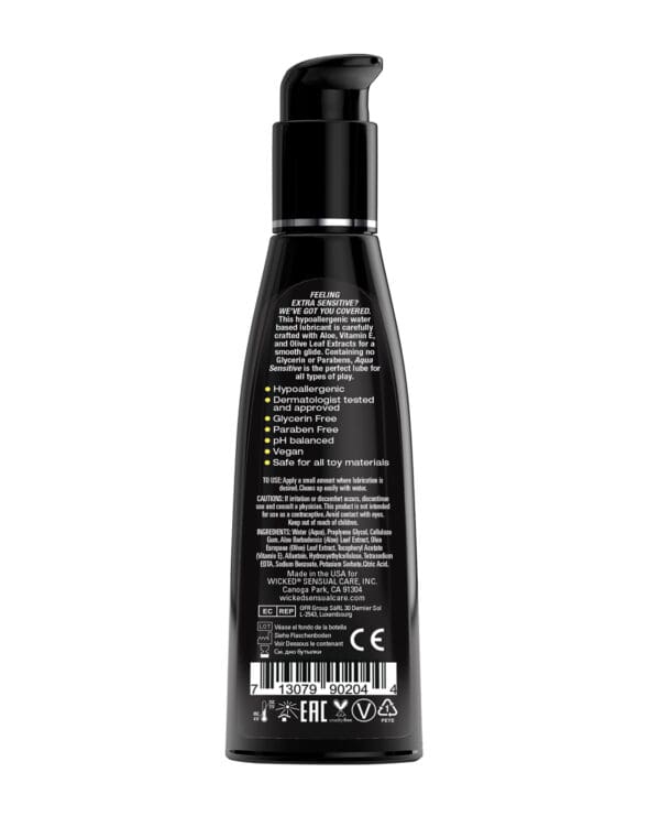Wicked Sensual Care Hypoallergenic Aqua Sensitive Water Based Lubricant - 4 oz Unscented - Image 2