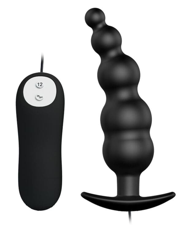 Pretty Love Vibrating Bead Shaped Butt Plug - Black - Image 2