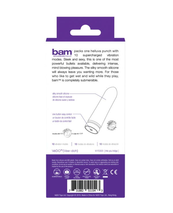 VeDO Bam Rechargeable Bullet - Into You Indigo - Image 3