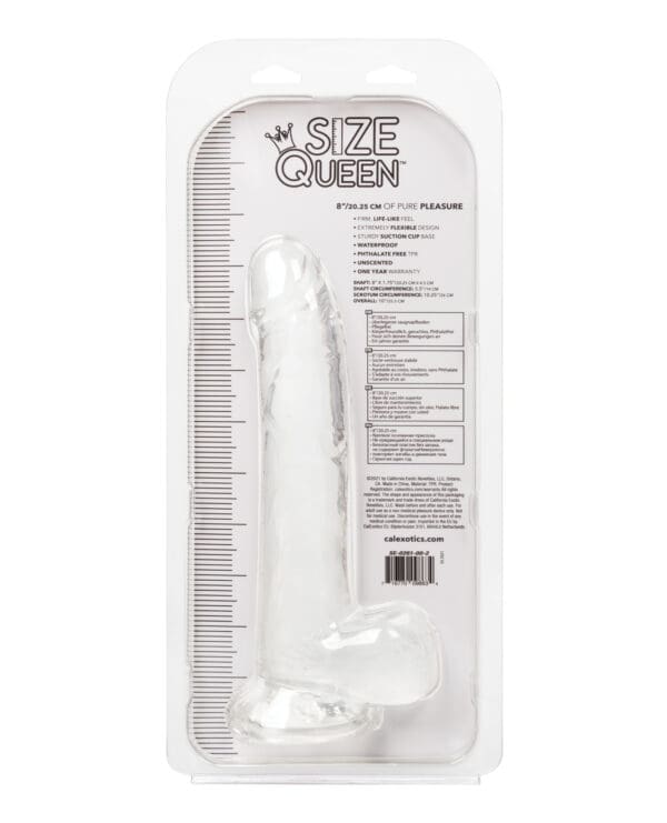 Size Queen 8" Dildo - Clear - Image 2